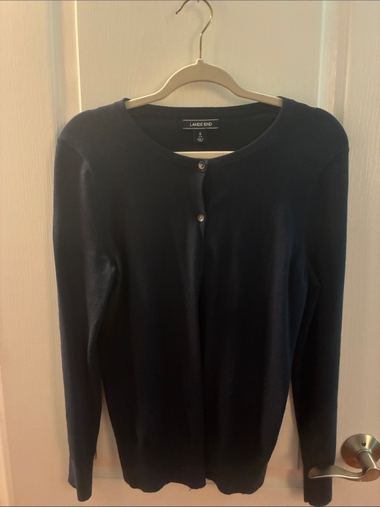 Lands' End Sweaters - Lands' End Dark Navy Crewneck Knit Cardigan